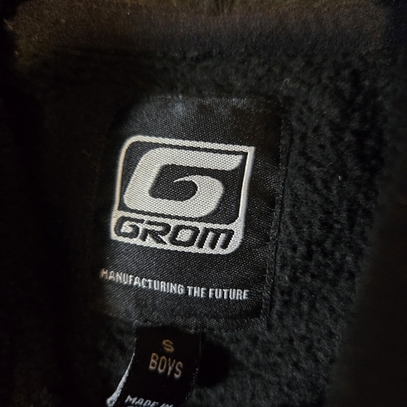 Boy's Small Grom And Co Hoodie In Black And Teal Skateboard Streetware - Picture 4 of 9